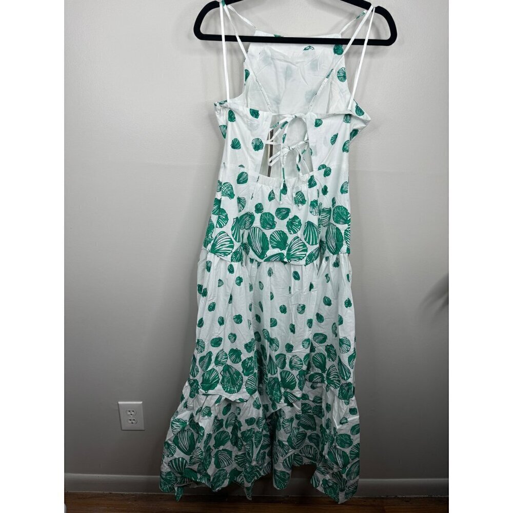 NWT Anthropologie Maeve Halter Tiered Lined Maxi Dress Green Seashells Size S - Picture 5 of 5